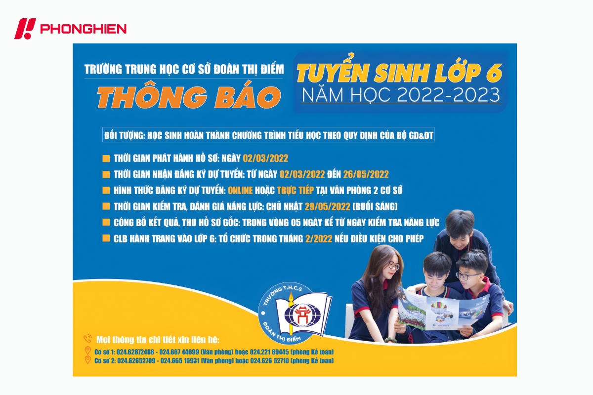 tờ rơi tuyển sinh cấp trung học cơ sở