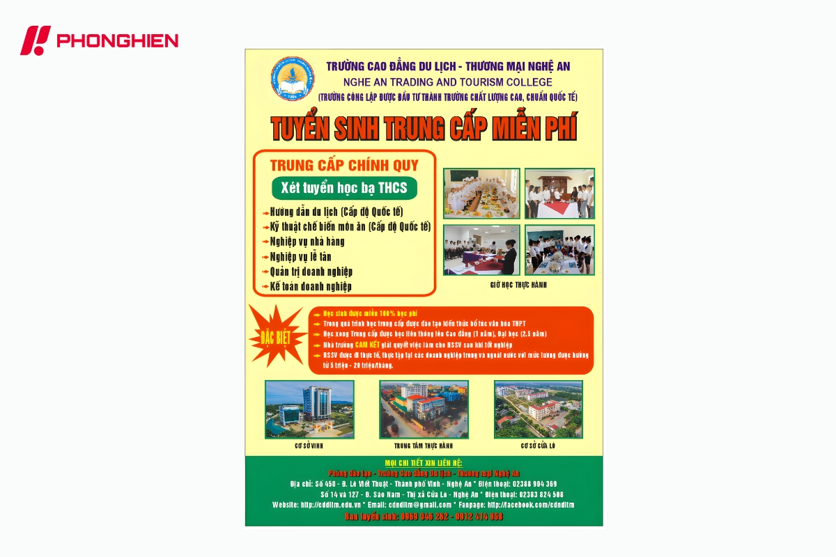 tờ rơi tuyển sinh trung cấp nghề