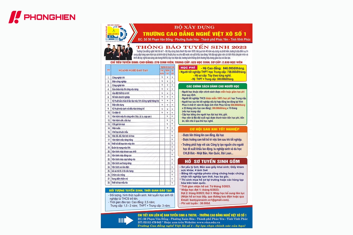 tờ rơi tuyển sinh bậc cao đẳng