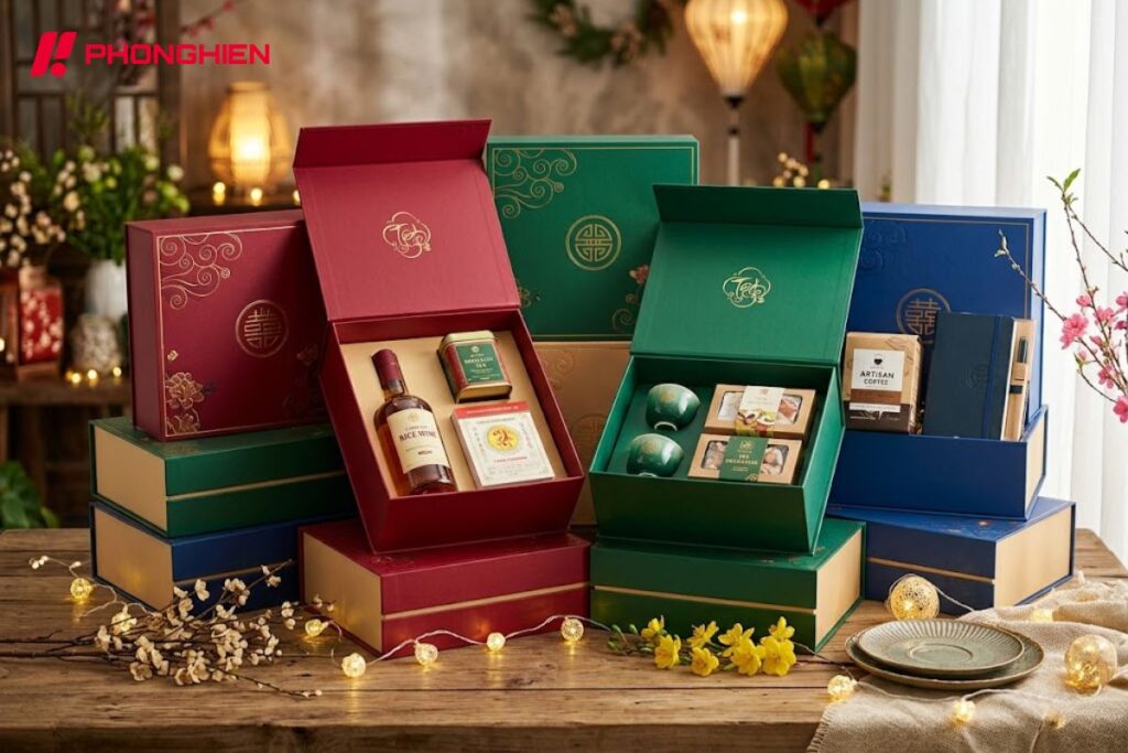 Hộp cứng giúp quà tặng sự kiện sang trọng và đồng bộ hơn