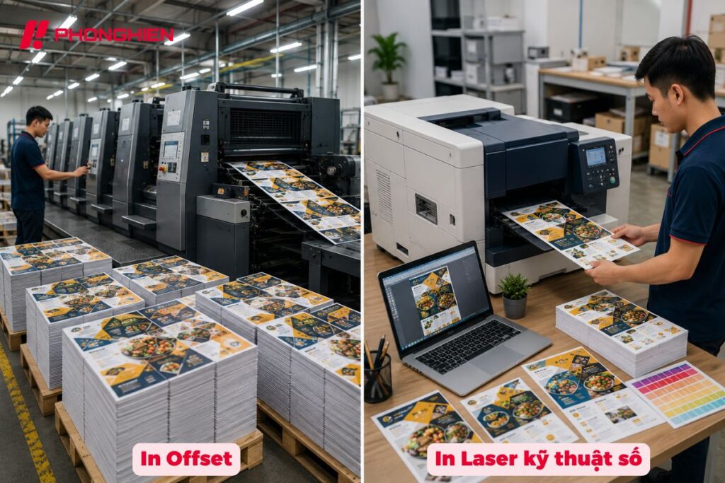 In Offset và Laser đáp ứng linh hoạt mọi nhu cầu in tờ rơi