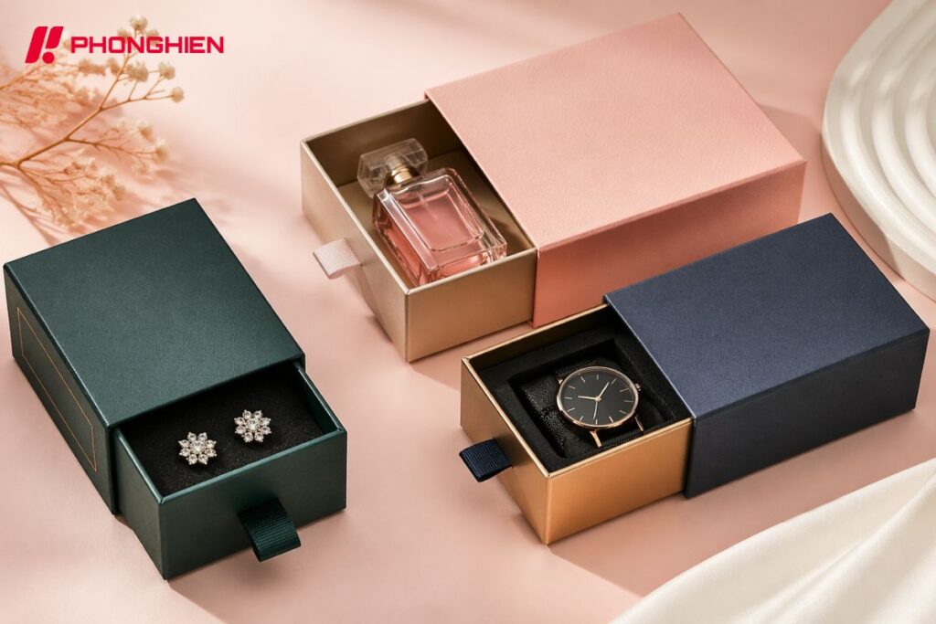 Hộp dạng rút nhỏ gọn, mở trượt tiện lợi và ấn tượng