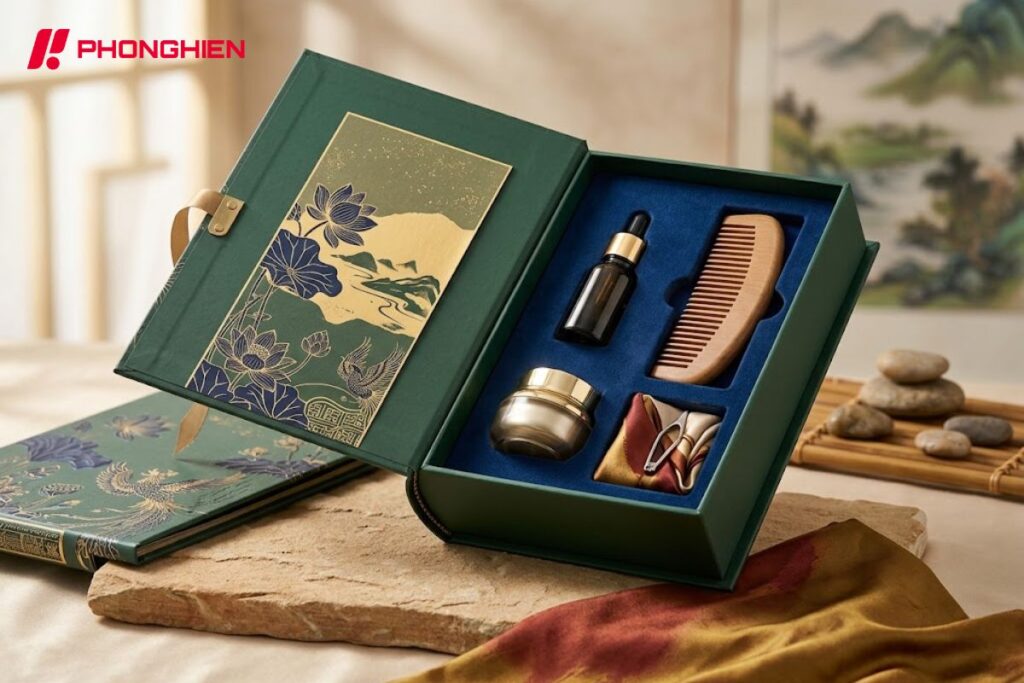 Hộp mở kiểu quyển sách sang trọng, tối ưu cho set quà tặng