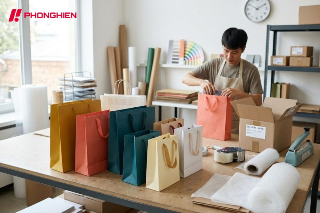 In túi giấy số lượng ít lấy nhanh đáp ứng kịp tiến độ sử dụng