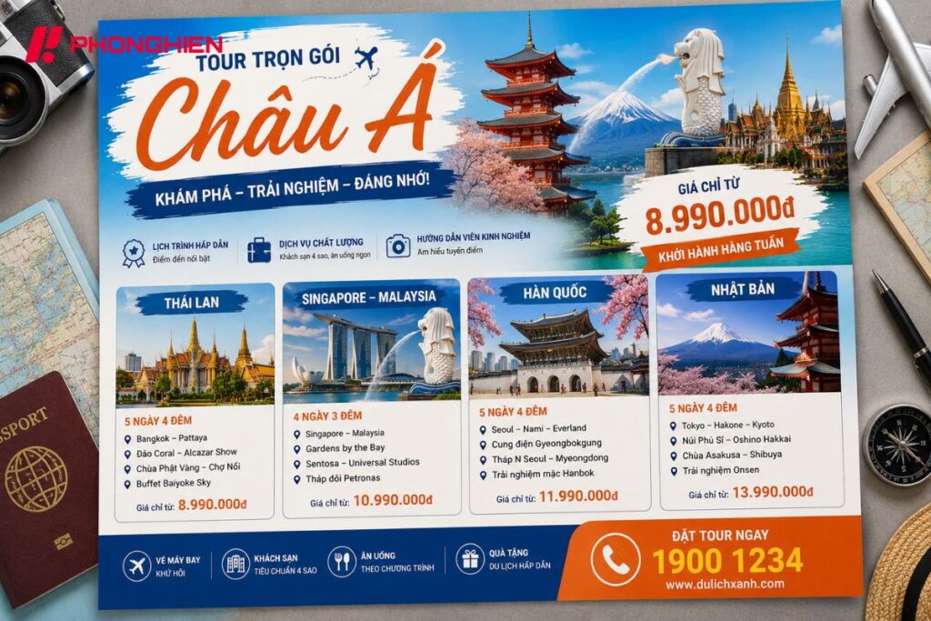 tờ rơi tour châu Á