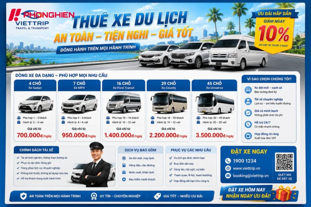 tờ rơi cho dịch vụ xe du lịch