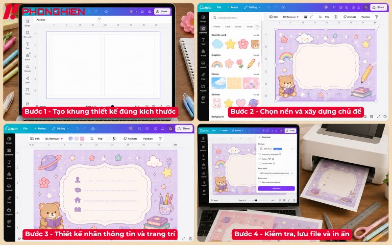 Thiết kế giấy bao tập đẹp trên Canva
