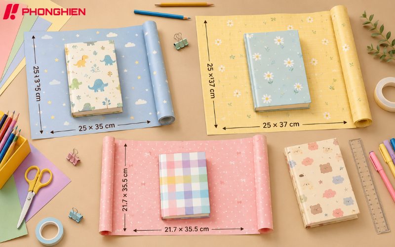 Chất liệu và kích thước giấy bao tập