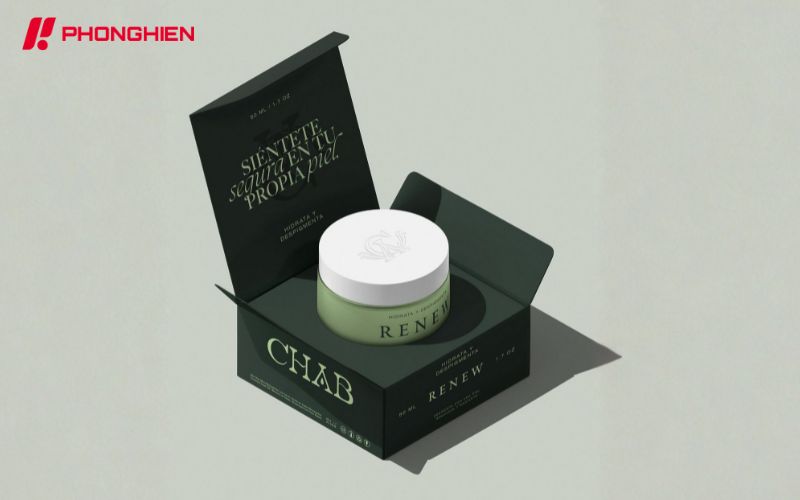 Mẫu hộp giấy Kraft đựng mỹ phẩm phong cách organic tối giản