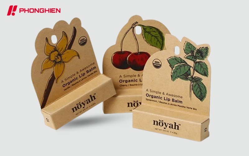 Mẫu hộp giấy Kraft đựng son dưỡng phong cách organic tối giản