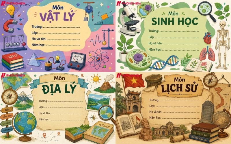 mẫu nhãn vở theo môn học
