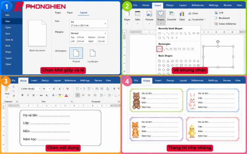 Cách tạo mẫu nhãn vở đơn giản bằng Word