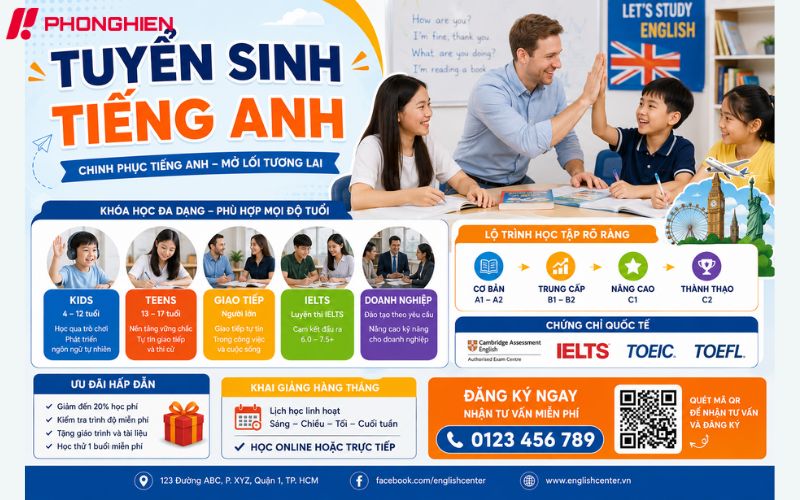 Poster tuyển sinh trung tâm tiếng Anh