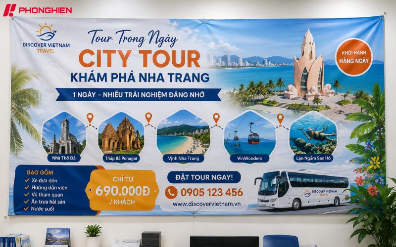 Mẫu băng rôn quảng bá tour trong ngày