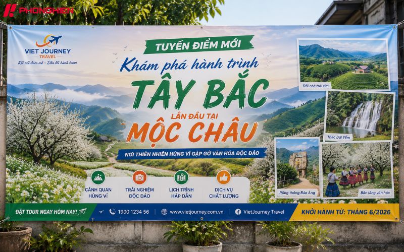Mẫu băng rôn giới thiệu tuyến điểm mới