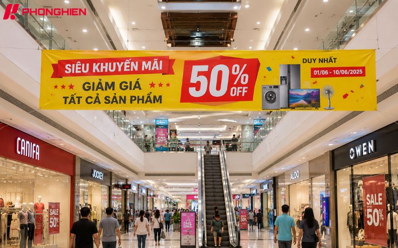 Băng rôn quảng cáo truyền tải nhanh thông tin ưu đãi và sản phẩm
