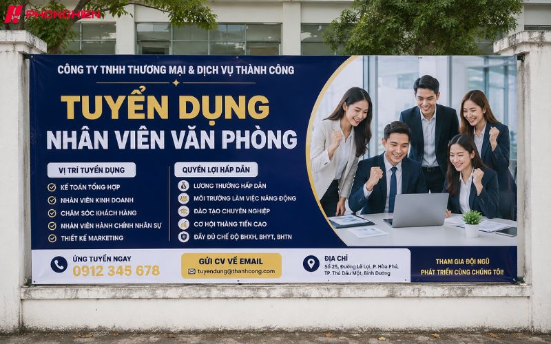 Băng rôn tuyển dụng nhân viên văn phòng