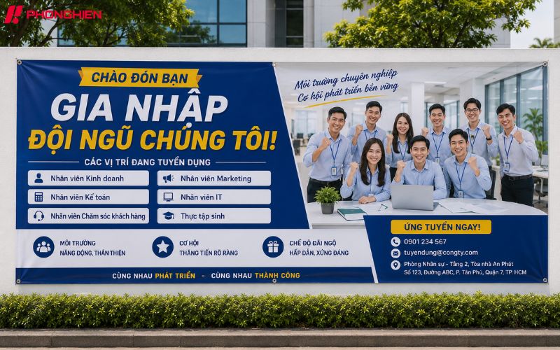 Băng rôn tuyển dụng kết hợp QR code