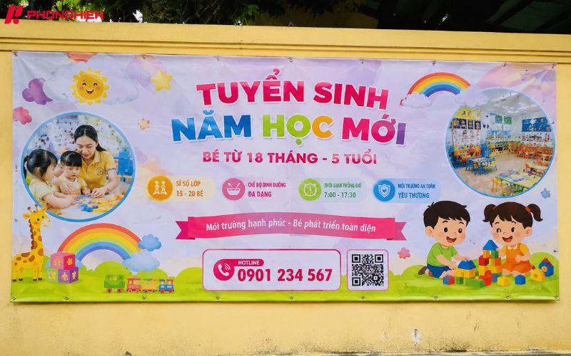Mẫu băng rôn tuyển sinh mầm non đẹp, dễ tạo thiện cảm
