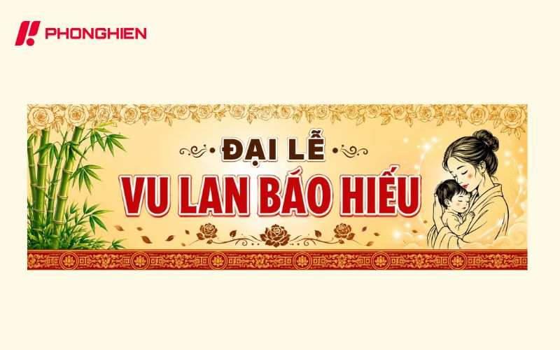 Mẫu băng rôn Vu Lan báo hiếu đẹp mắt