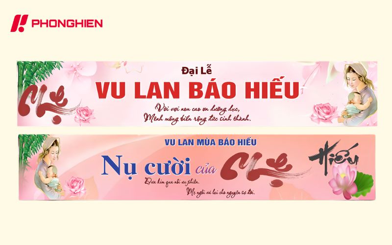 Băng rôn Vu Lan báo hiếu nổi bật