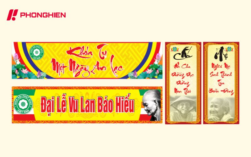 Băng rôn Vu Lan báo hiếu phong cách hiện đại