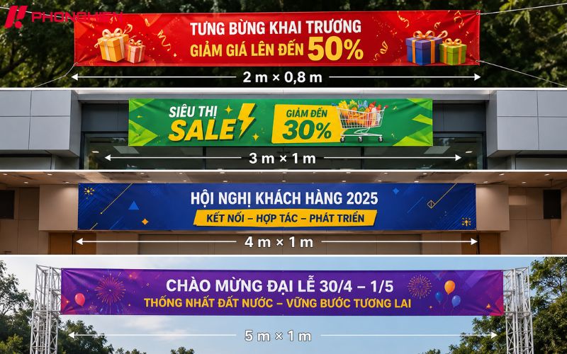 Các kích thước banner ngang phổ biến cho quảng cáo và sự kiện