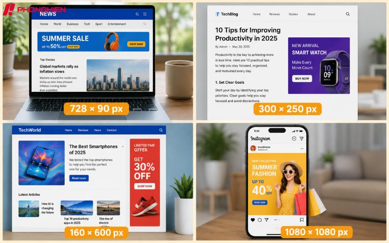 Các kích thước banner web phổ biến cho website và mạng xã hội