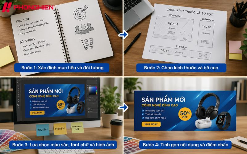 Các bước thiết kế banner đẹp, chuyên nghiệp và thu hút người xem