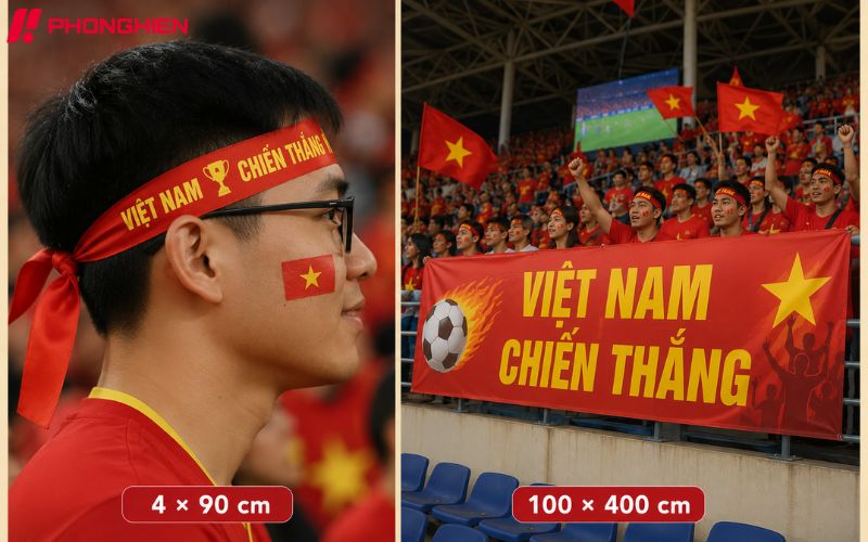 Kích thước băng rôn cổ vũ bóng đá đa dạng theo nhu cầu