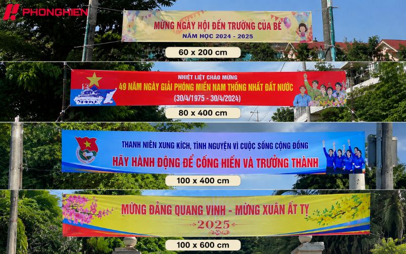 Các kích thước băng rôn ngang