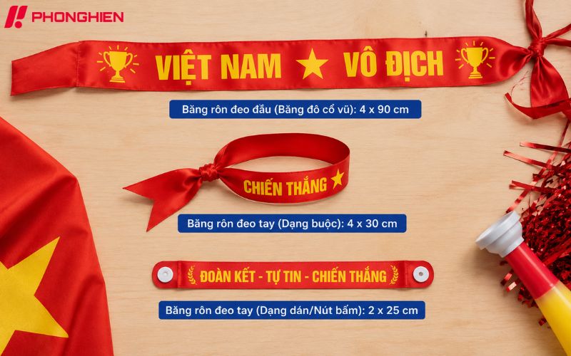Các kích thước băng rôn đeo tay và đeo đầu