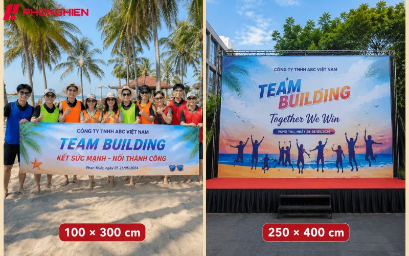 Kích thước băng rôn team building phổ biến hiện nay