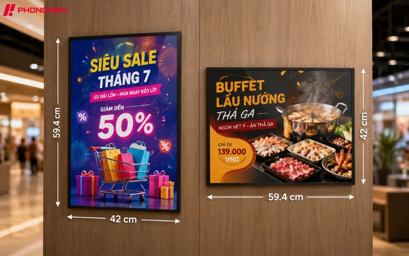 Kích thước poster quảng cáo phổ biến cho cửa hàng và sự kiện