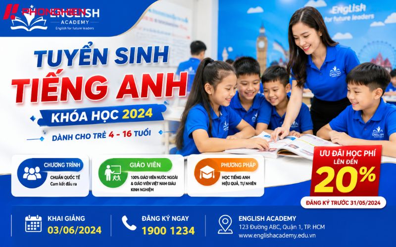 Poster tuyển sinh truyền tải thông tin khóa học rõ ràng, thu hút học viên