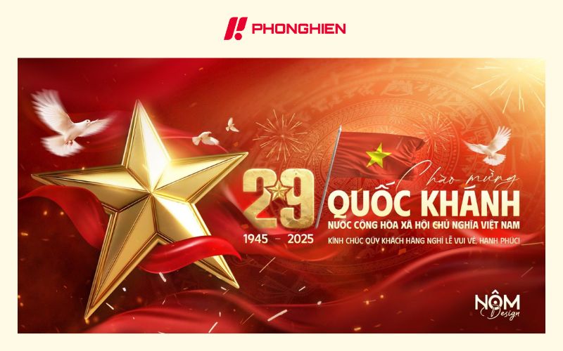 Băng rôn 2/9 khổ lớn treo cổng chào nổi bật