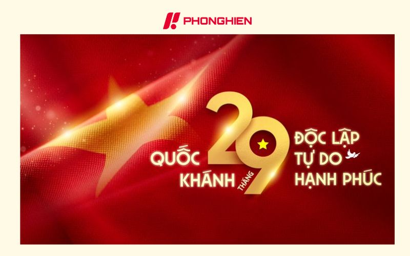 Băng rôn Quốc khánh 2/9 phong cách tối giản, tinh tế
