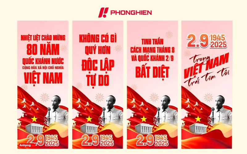 Băng rôn 2/9 biểu tượng chim bồ câu hòa bình