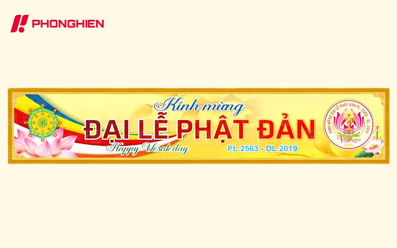 Mẫu băng rôn lễ Phật đản thiết kế hiện đại, tinh tế và trang nghiêm