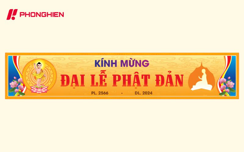 Mẫu thiết kế băng rôn lễ Phật đản đẹp, trang trọng