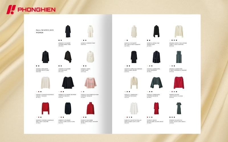 Catalogue thời trang giúp hệ thống sản phẩm theo kiểu dáng và size
