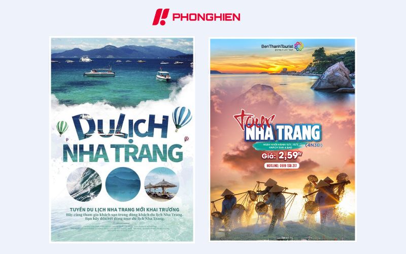 Poster du lịch Nha Trang năng động, trẻ trung