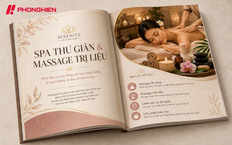 Gam màu ấm áp tạo nét yên bình, nhẹ nhàng cho Catalogue Spa