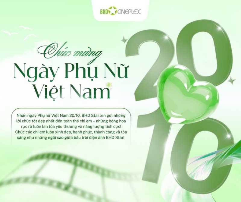Poster 20/10 bố cục thông thoáng tập trung vào dòng chữ chúc mừng nghệ thuật