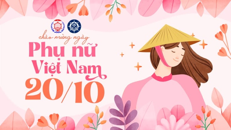 Poster sự kiện 20/10 với hình minh họa cô gái mặc tà áo dài Việt Nam