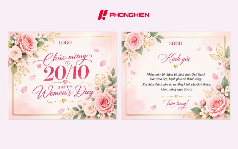 Thiệp chúc mừng ngày 20/10 thiết kế tinh tế sang trọng
