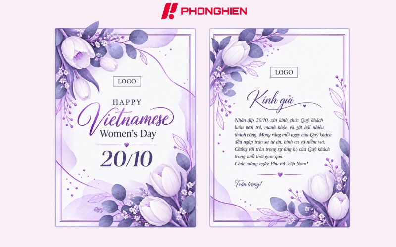 Thiệp 20/10 thiết kế hiện đại trên giấy mỹ thuật