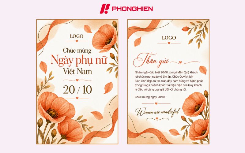 Thiệp 20/10 họa tiết tối giản phong cách tối giản