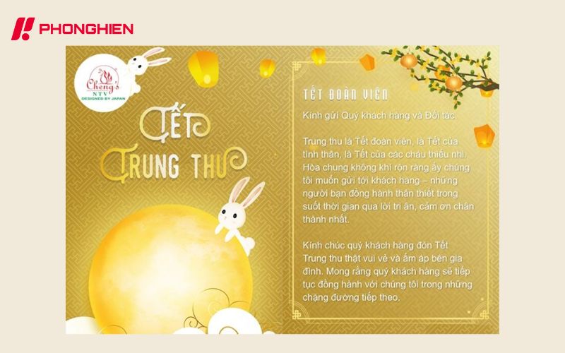 Mẫu thiệp Trung thu dành cho khách hàng doanh nghiệp phong cách hiện đại