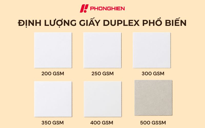 Tra cứu định lượng giấy Duplex